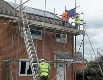 Using scaffolding fitting solar pv panels